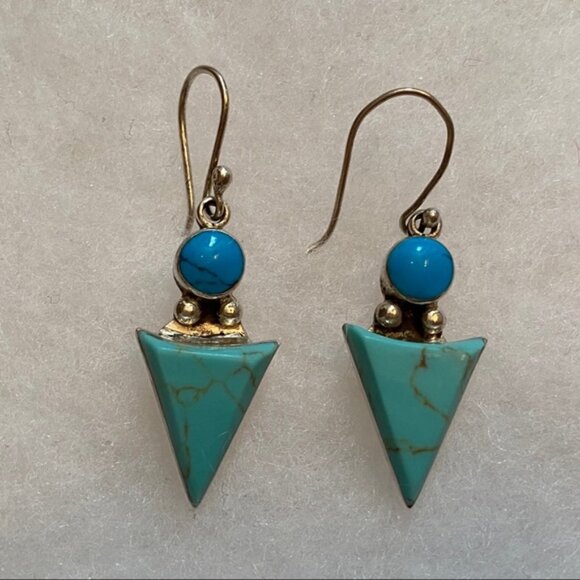 HOB Jewelry - HOB EARRINGS STERLING SILVER 925 TURQUOISE WIRE DROP